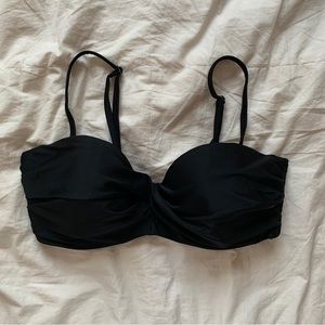 Black Bikini Top Bandeau Wrap Twist 36D